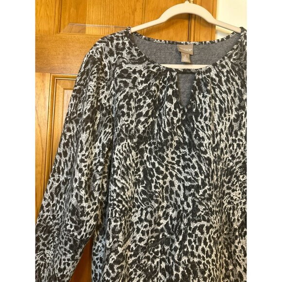 Chico's Top Women's Size 3 Brown Leopard Animal Print Long Sleeve Tee Pullover - Picture 5 of 6